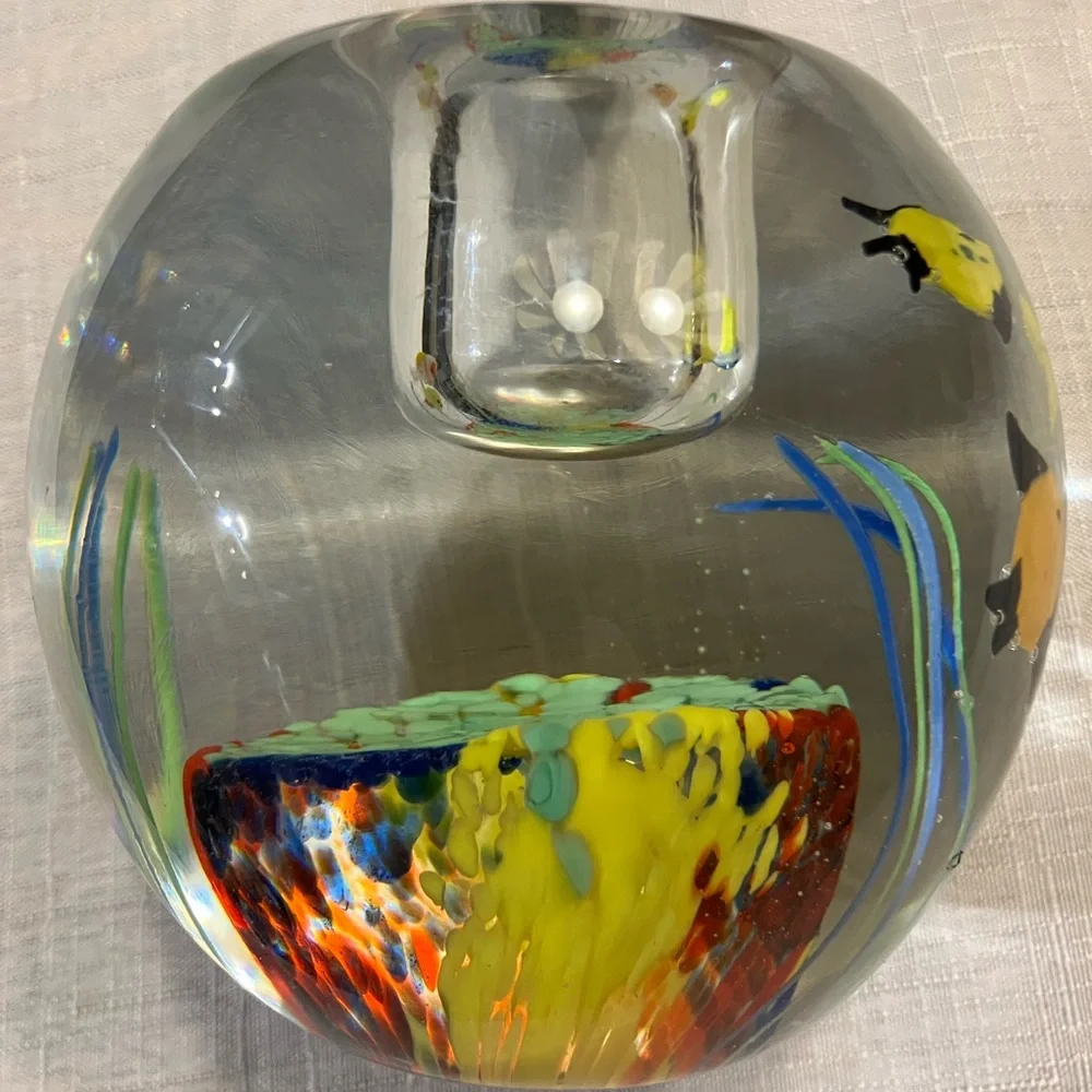 Handcrafted Glass Fish PAPERWEIGHT candle holder,Aquarium Decor.